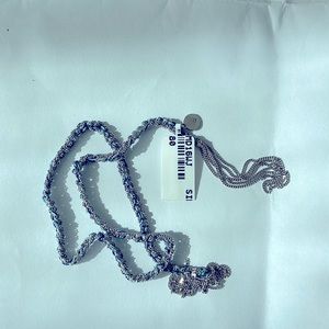 Sterling silver braided silk chain wrap anklet                Color: Denim/WG